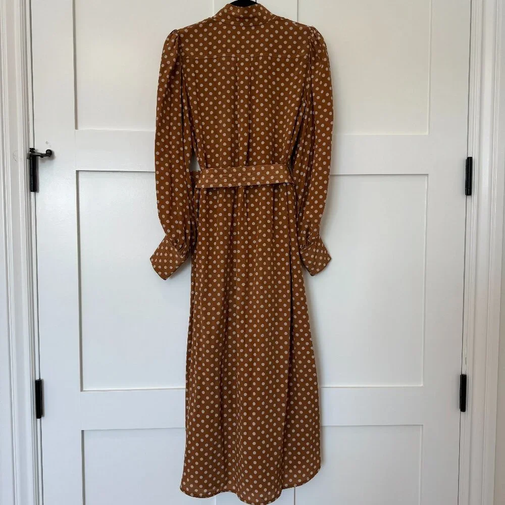 Zimmermann Brown Polka-Dot Silk Midi Dress – Size 1 (US 4) - Picture 10 of 14